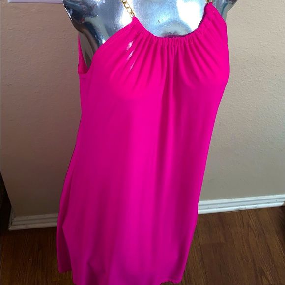 Tiana B. Dresses & Skirts - Tiana B.  High low halter dress  pink with chain halter.  Size Large